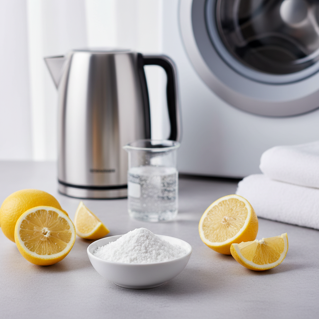 Virdulio ir skalbimo mašinos valymas citrinos rūgštimi